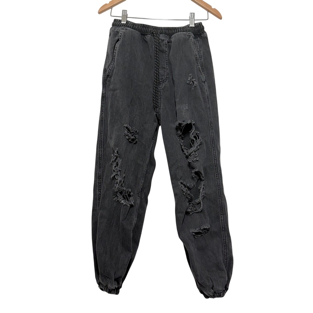 Free People Women's Sloan Destructed Denim Joggers XS Grunge Y2K Streetwear